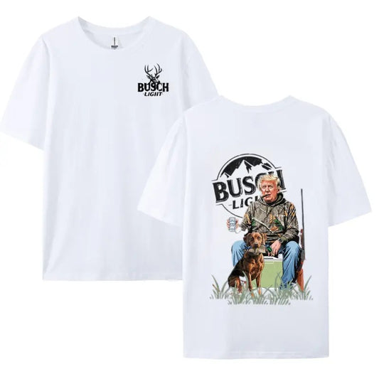 Original! Hunting Busch Light Digital Design T-shirt Menswear Top Cotton 2 Side Tee Sweatshirt Hoodie Streetwear Crewneck Classic Shortsleeve