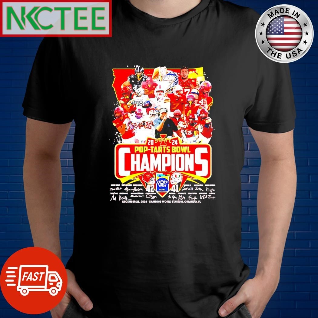 Original Iowa State Cyclones all team members Pop Tarts Bowl Champions 2024 signature December 20 2024 Camping World Stadium Orlando FL shirt