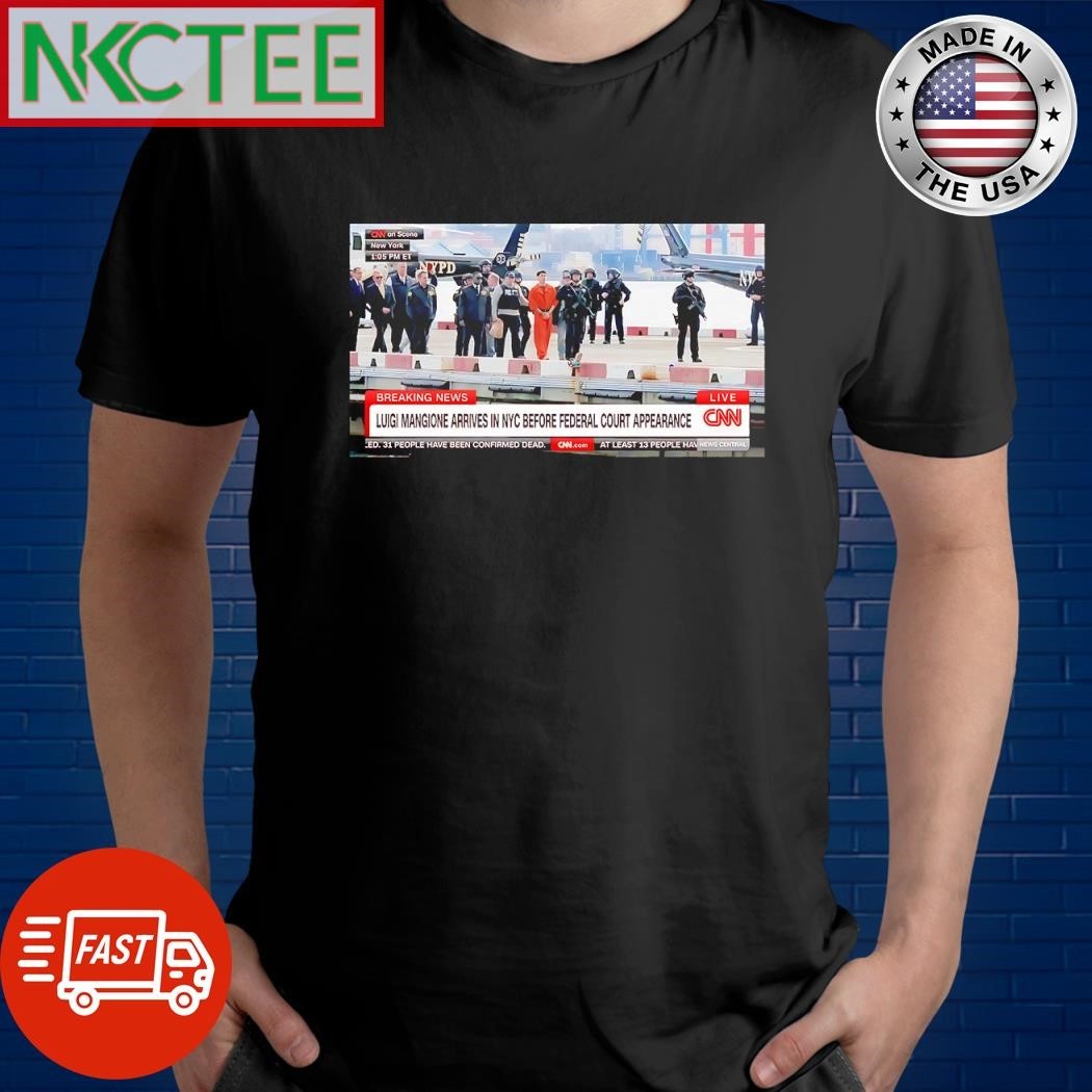 Original Luigi Mangione arrives in NYC before federal court appearance shirt