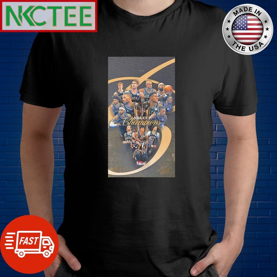 Original Milwaukee Bucks all team members NBA cup champions photo shirt
