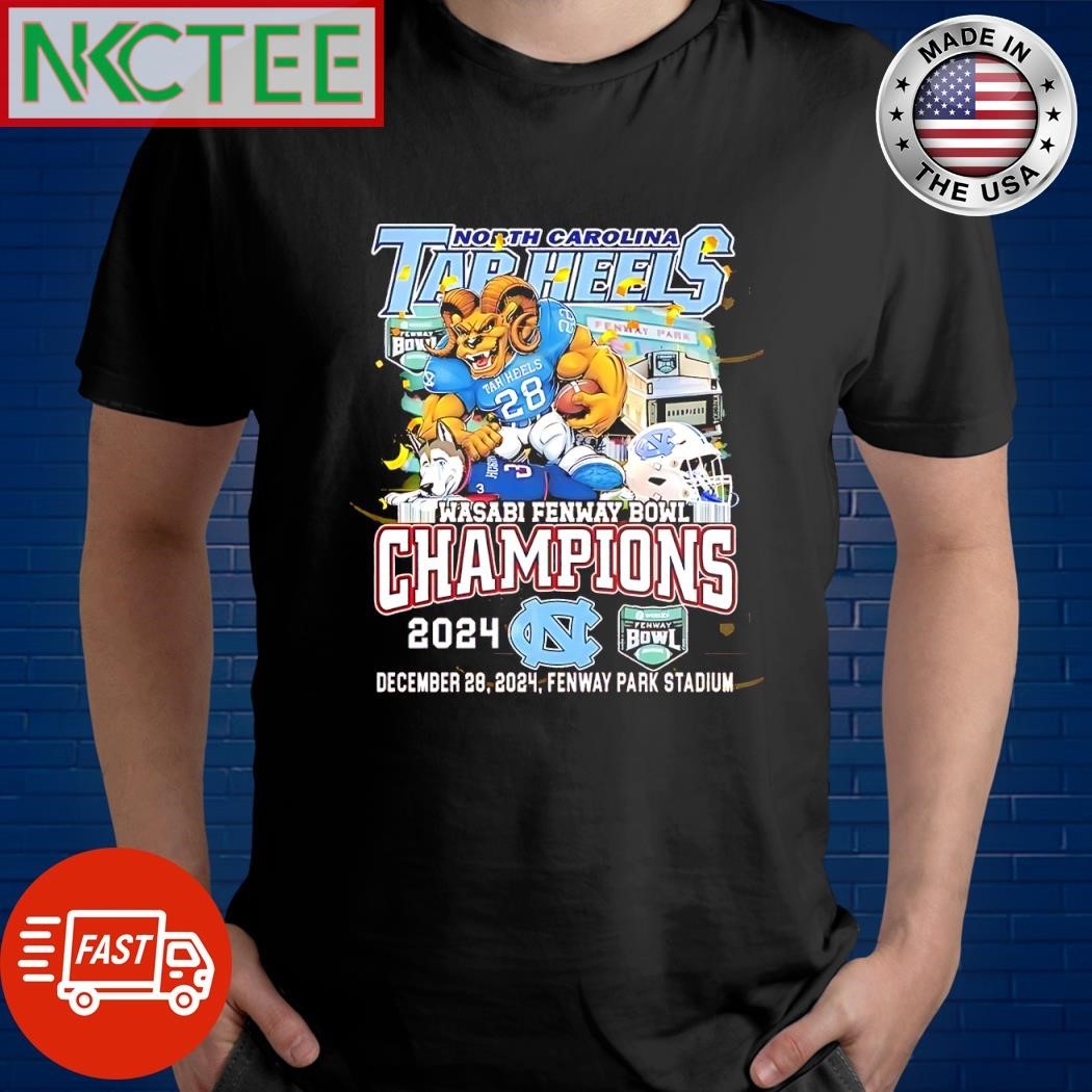 Original North Carolina Tar Heels Wasabi Fenway Bowl Champions December 20 2024 mascot Fenway Park Stadium shirt