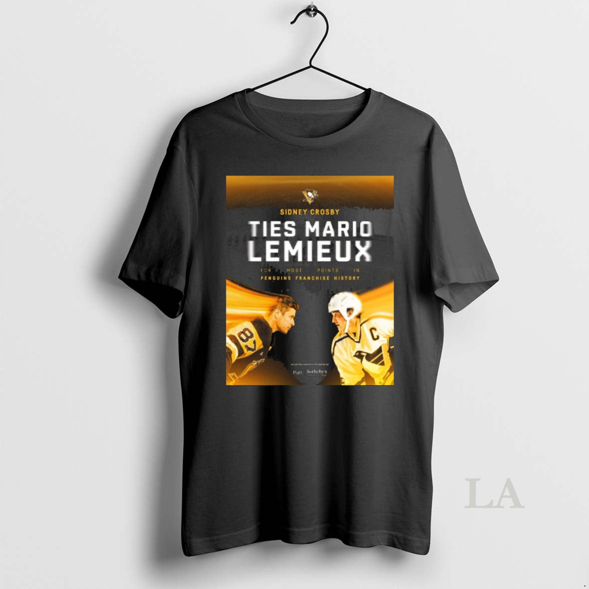 Original Pittsburgh Penguins Sidney Crosby Ties Mario Lemieux For Most Points In Penguins Franchise History T-Shirts,...