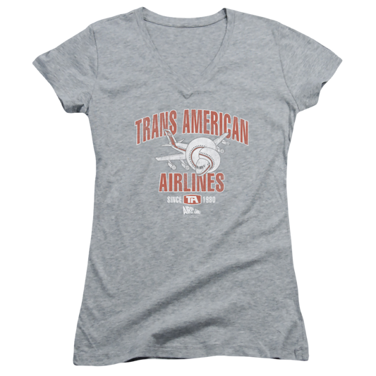 Airplane Trans American - Juniors V-Neck T-Shirt