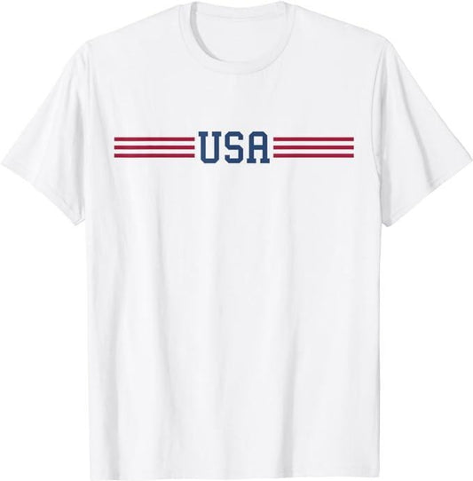 Patriotic Shirts For Men, Patriotic American White 4th of July T-Shirt Menswear Casual Cotton Top Basic