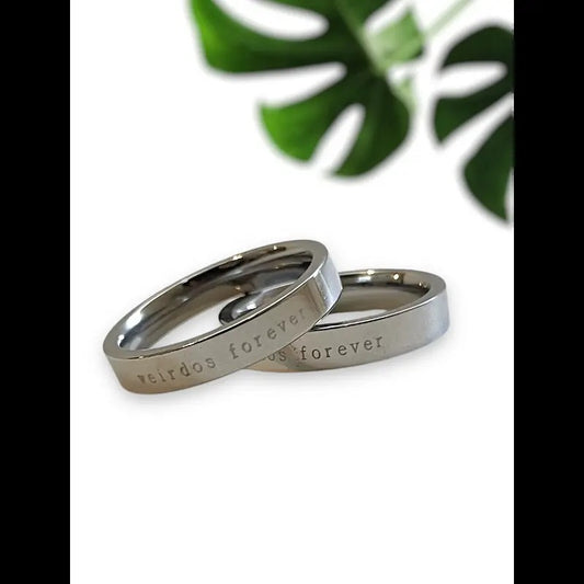 Perfectly Imperfect Weirdos Forever Laser Etched Stainless Steel Simple ring band