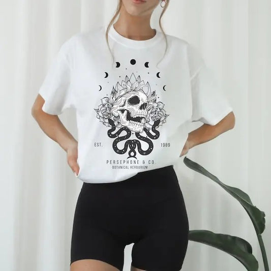 Persephone Pomegranate Greek Mythology Shirt Dark Academia Hades Booktok Light Academia Clothing Dark Cottagecore Greek Bookish Poet Shirt Casual Cotton Crewneck Shortsleeve