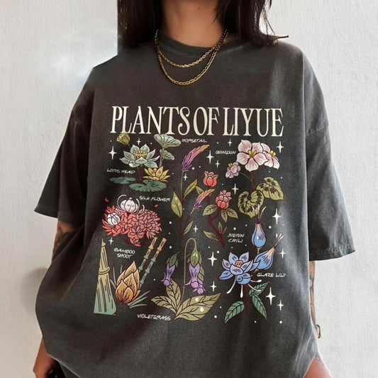 Plants Of Liyue Game T-Shirt, Floral Game Lover Shirt, Wildflower Genshin Sweatshirt, Floral Graphic Qingxin Tee Shirt, Gift For Game Lover
