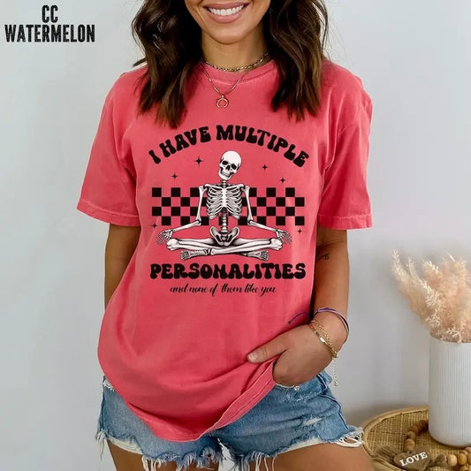 Premium  Funny Motivational Shirt, I have Several Personalities Shirt, None Of them Like You Shirt, Funny Skeleton Shirt, Quirky Tshirt