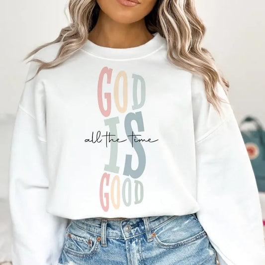 Premium  God Is Good All The Time , Shirt for Christian women, boho Christian sweatshirt