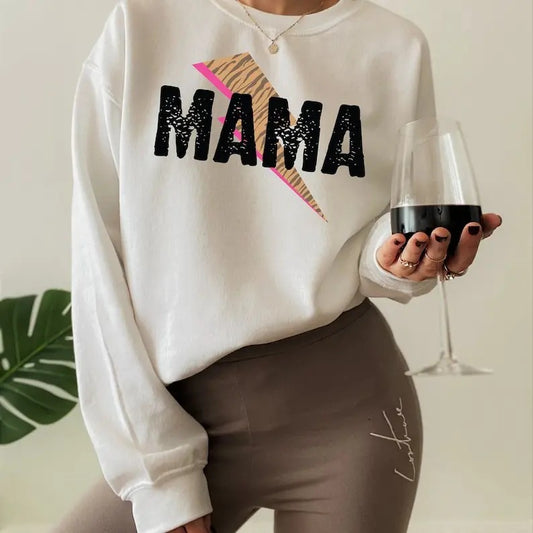 Premium  Mama Lightning Bolt Shirt, Leopard Mama Sweatshirt, Cute Mother's Day Gifts From Daughter, Mom's Birthday Gifts, Pregnancy Gifts