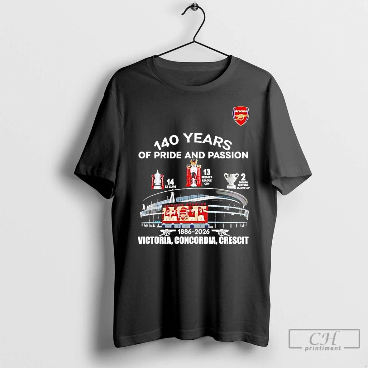 Premium Arsenal 140 Years Of Pride And Passion Victoria T-Shirts, Hoodie, Sweatshirt | VibeTeeNation.com