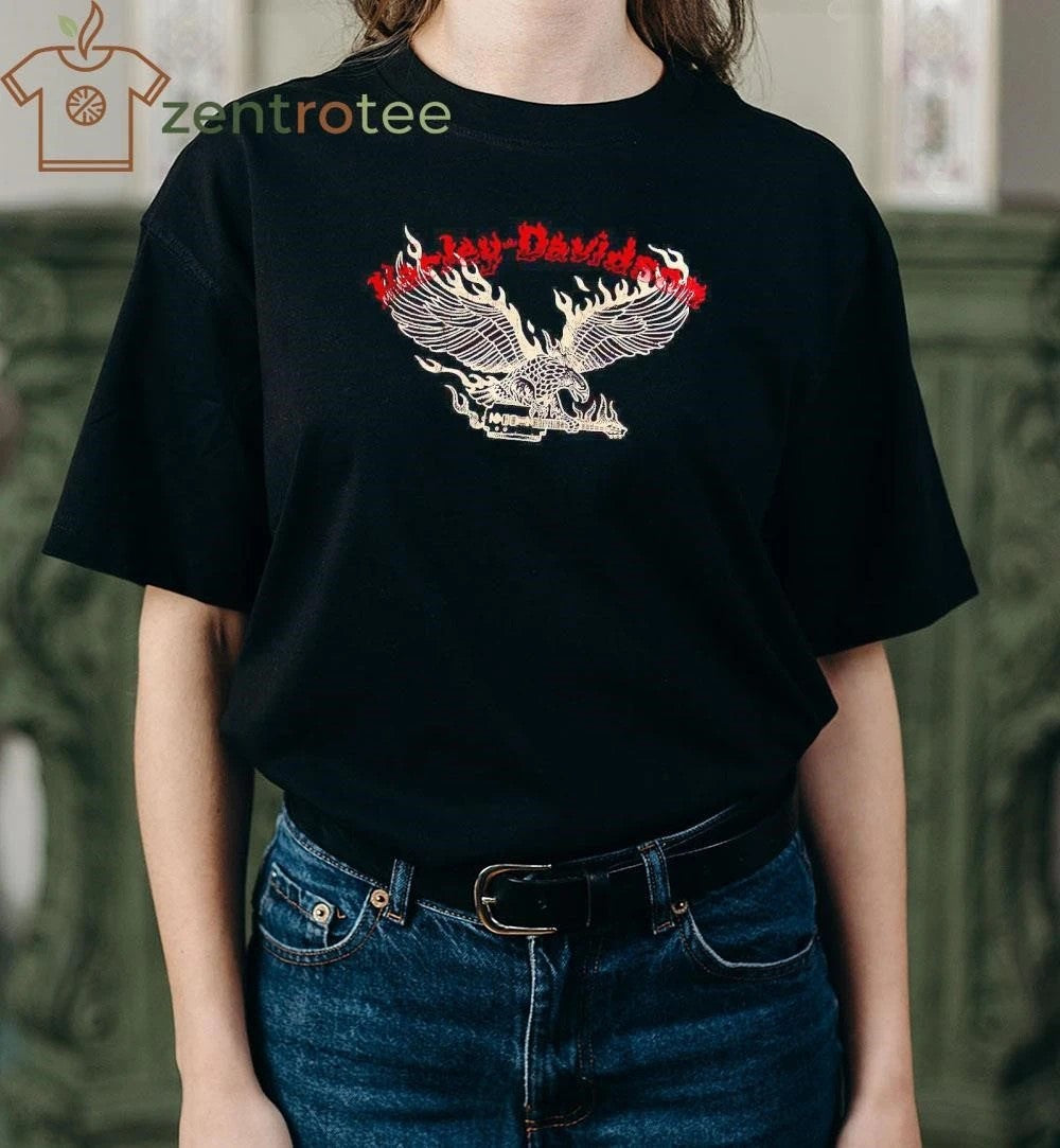 Premium Machine Gun Kelly Harley Davidson X Mgk Lost Americana Merch Flame Eagle With Guitar tee