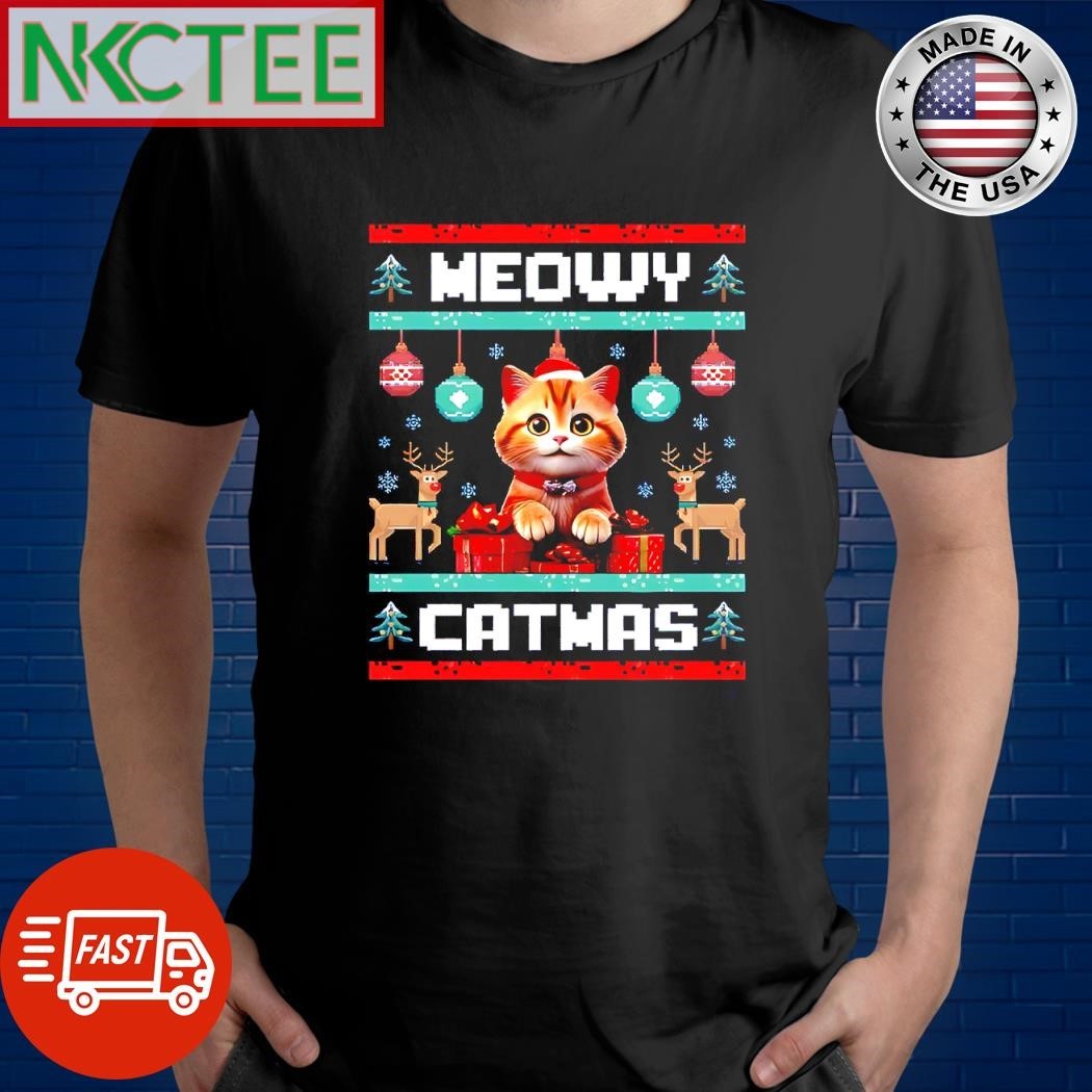 Premium Meowy catmus Christmas ugly shirt