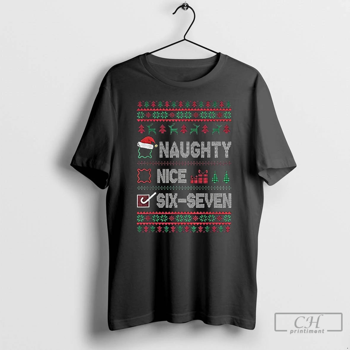 Premium Naughty Nice Six Seven Meme Santa Merry Christmas T-Shirts, Hoodie, Sweatshirt | VibeTeeNation.com