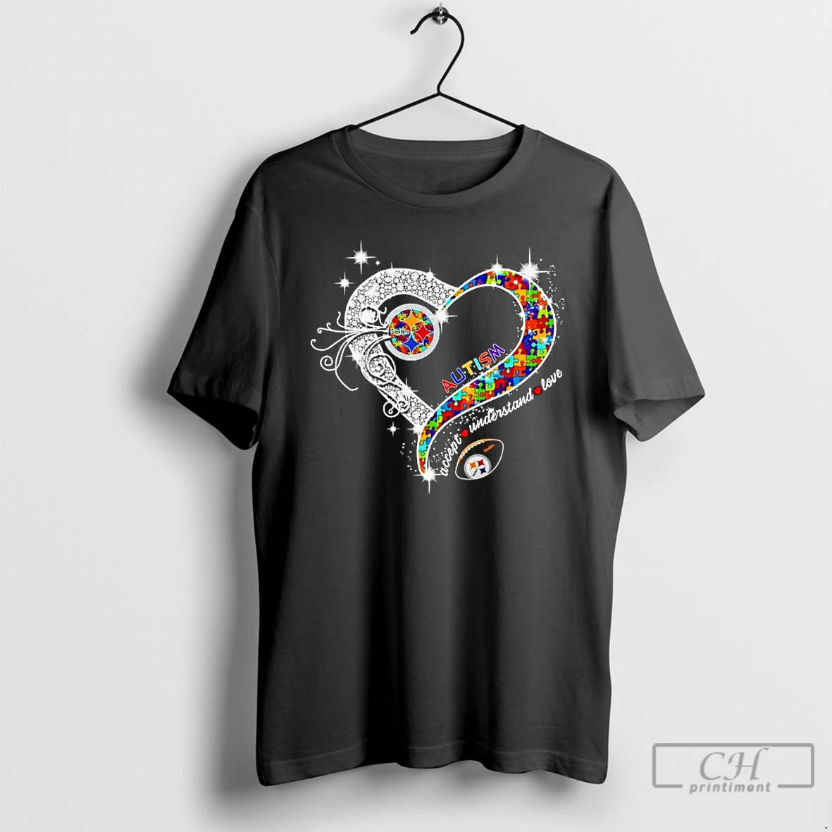 Premium Pittsburgh Steelers Autism Accept Understand Love Football Heart T-Shirts, Hoodie, Sweatshirt | VibeTeeNation.com