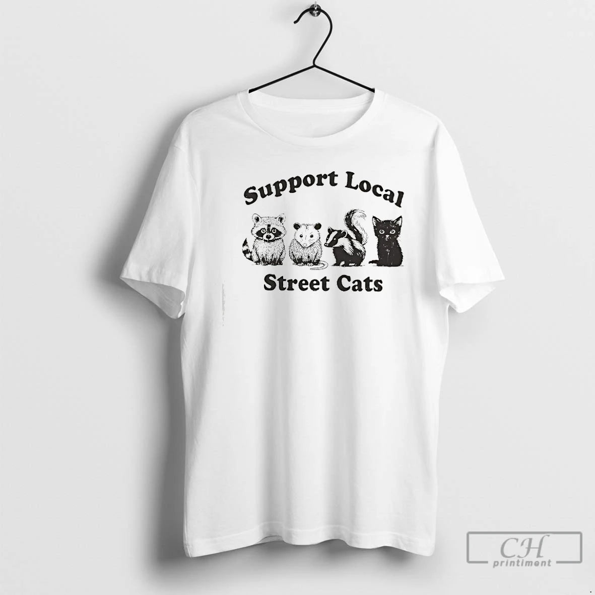 Premium Raccoon Opossum Skunk Black Cat Support Local Street Cats T-Shirts, Hoodie, Sweatshirt | VibeTeeNation.com
