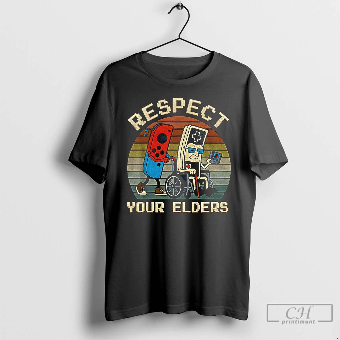 Premium Retro Gaming Funny Gamer Controller 80s Respect Your Elders T-Shirts, Hoodie, Sweatshirt | VibeTeeNation.com