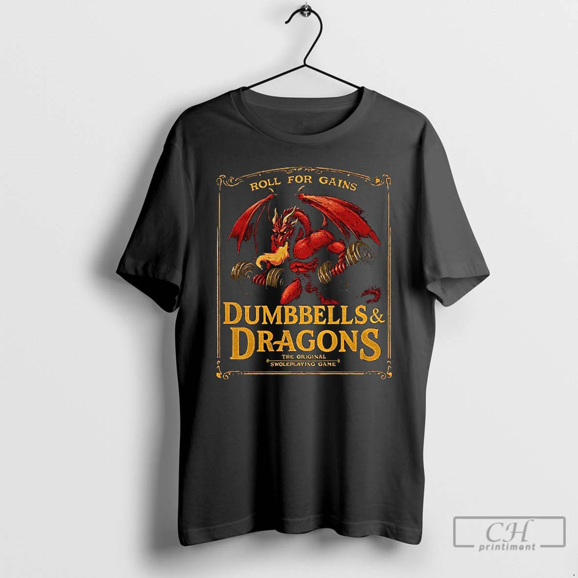 Premium Roll For Gains Dumbbells Dragons T-Shirts, Hoodie, Sweatshirt | VibeTeeNation.com