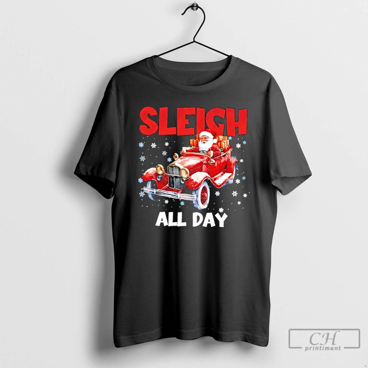 Premium Santa Claus Driving Car Sleigh All Day Vintage Christmas T-Shirts, Hoodie, Sweatshirt | VibeTeeNation.com