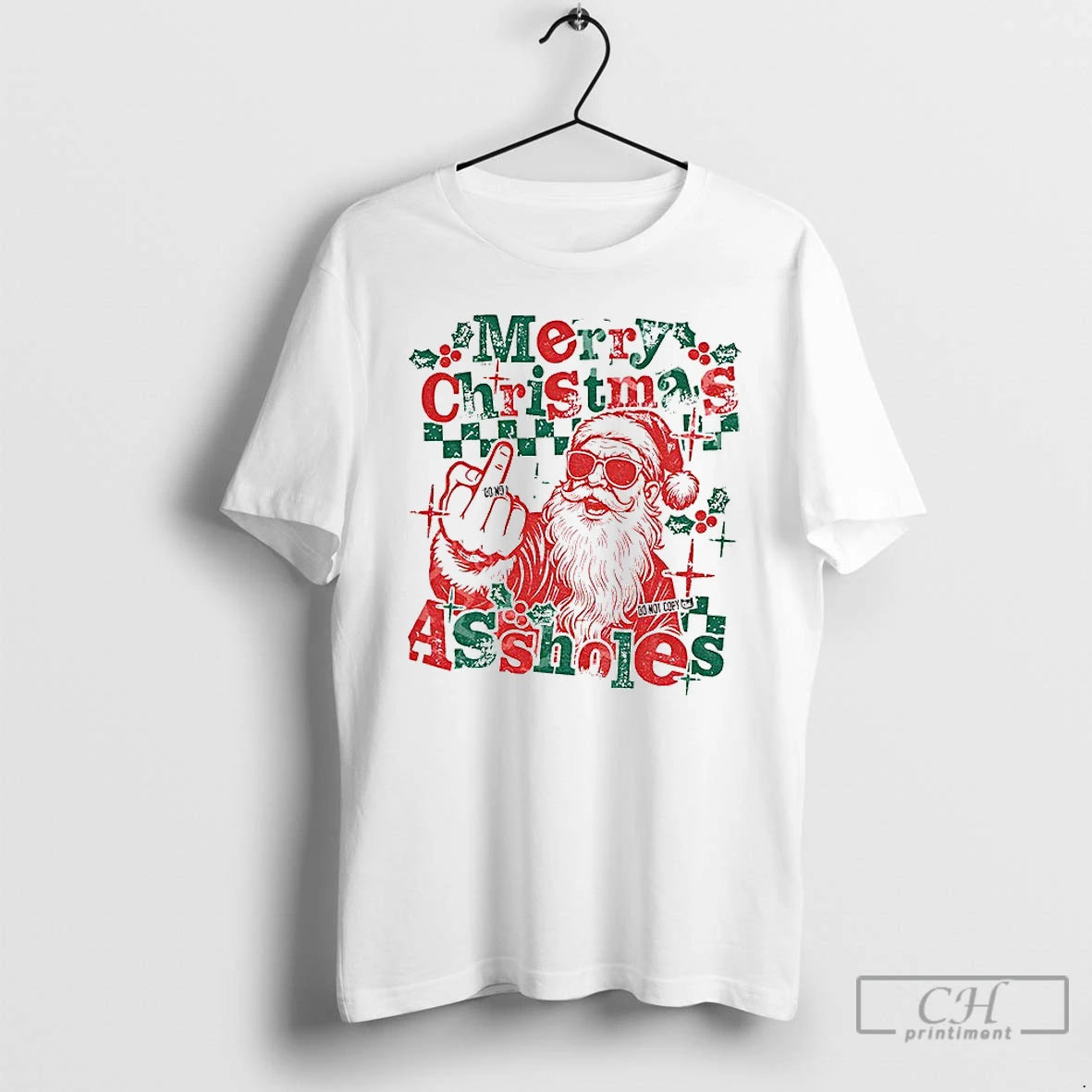 Premium Santa Claus Middle Finger Assholes Merry Christmas T-Shirts, Hoodie, Sweatshirt | VibeTeeNation.com