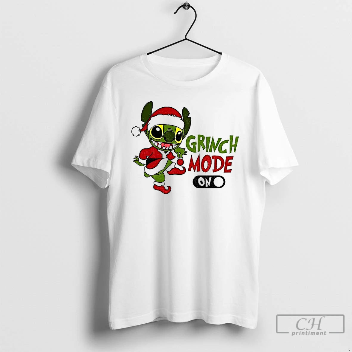 Premium Stitch X Grinch Santa Claus Grinch Mode Turn On Merry Christmas T Shirts Sweater Hoodie, Sweatshirt