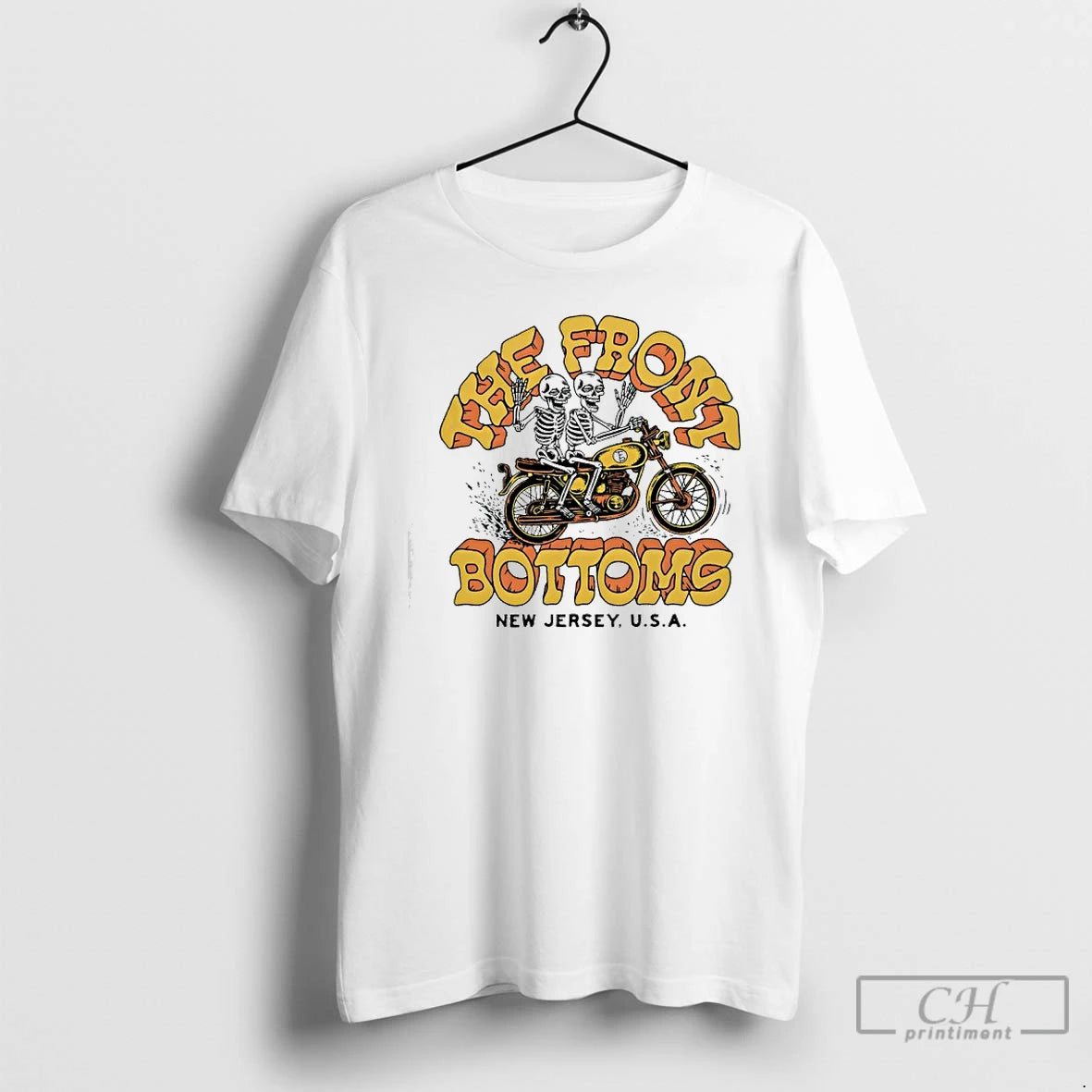Premium The Front Bottoms Laugh Motorcycle Skeletons T-Shirts, Hoodie, Sweatshirt | VibeTeeNation.com