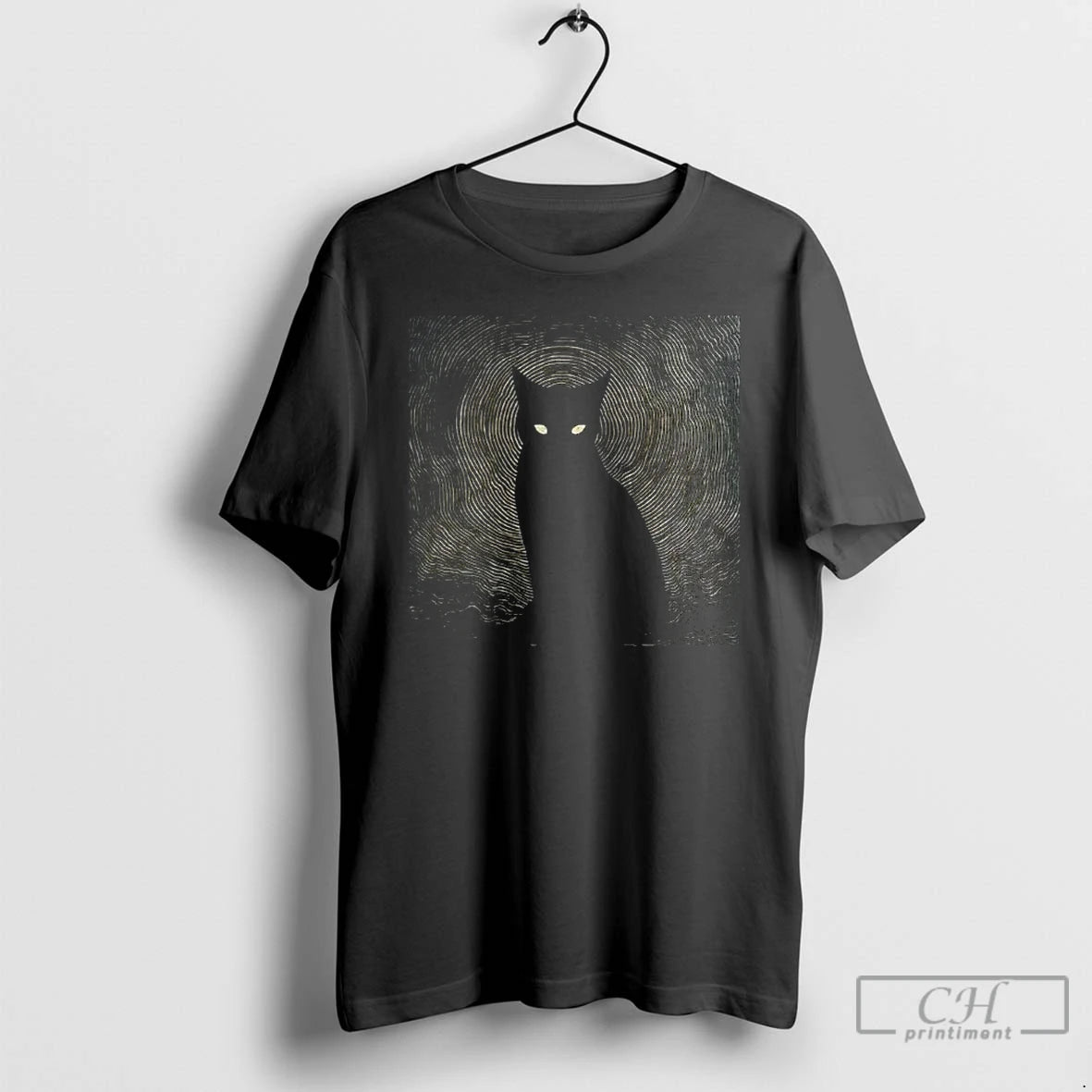 Premium Vintage Hypnotic Black Cat Gen Z Brainrot T-Shirts, Hoodie, Sweatshirt | VibeTeeNation.com