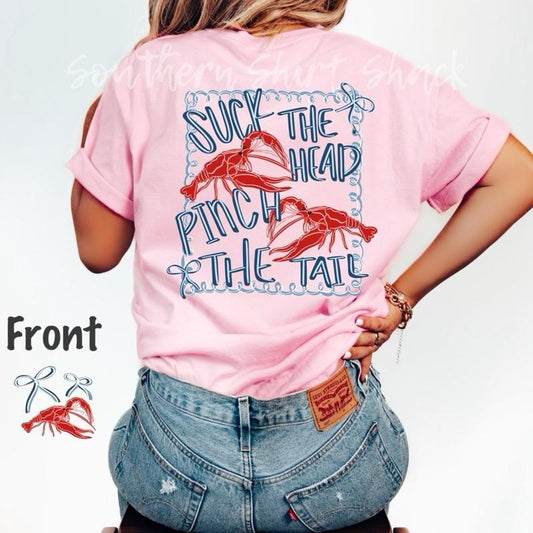 Preppy Crawfish Season Graphic Tee | Blossom comfort colors t shirt | Suck the Head Pinch the Tail