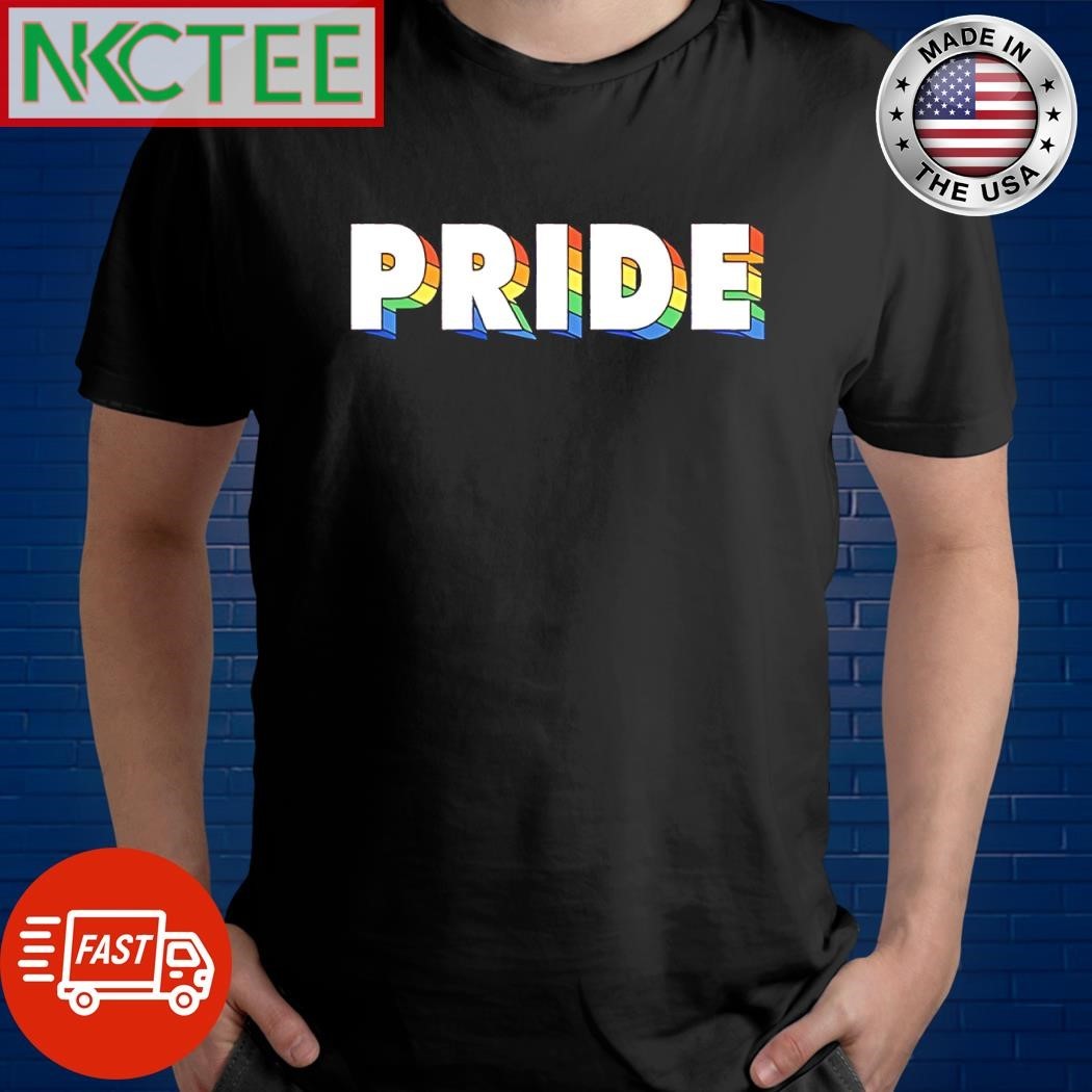 Pride shadow rainbow text shirt