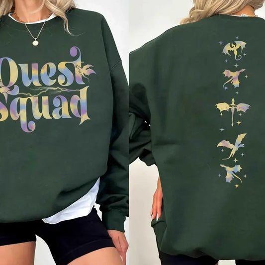 Quest Squad Onyx Storm Sweatshirt, Dragon Rider Shirt, Fourth Wing Tee, Basgiath War College T-Shirt, Bookish Tee Shirt, Fantasy Reader Gift