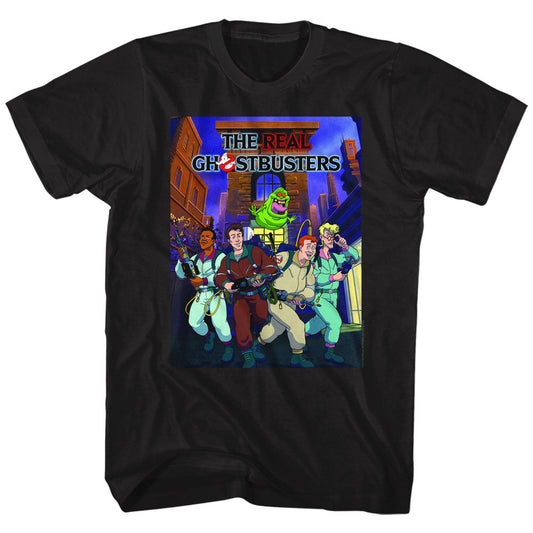Real Ghostbusters Mens S/S T-Shirt - Poster-Ish - Solid Black
