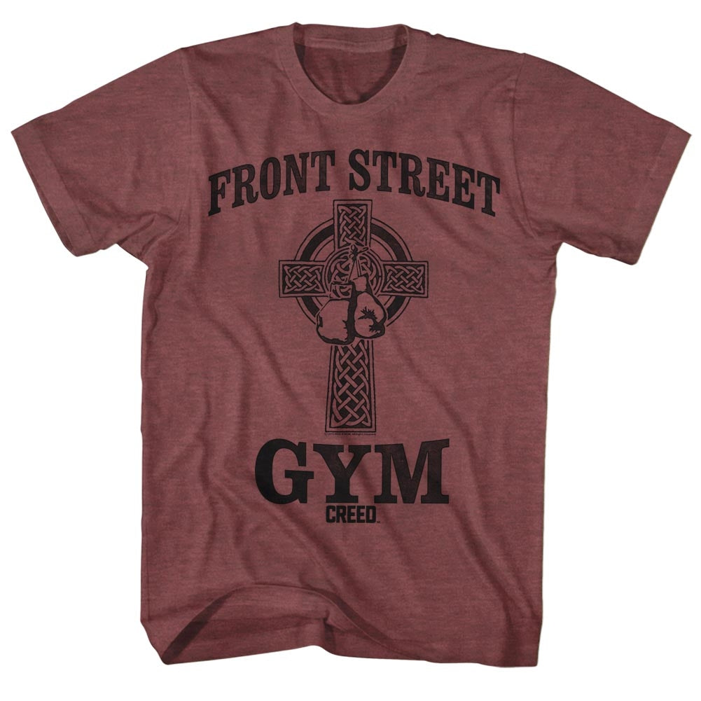 Rocky Mens S/S T-Shirt - Frontstreetgym - Heather Vintage Maroon Heather