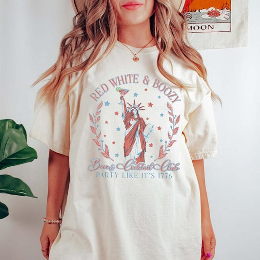 Red White & Boozy Statue of Liberty Tee, America Graphic Tee, Unisex July Shirt, Gift For Him , Gift For Her