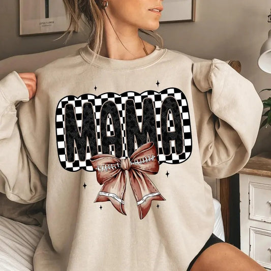 Retro Football Mama Sweatshirt - Classic Football Design for Game Day, Perfect for Football Season