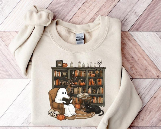Retro Ghost Reading Books Sweatshirt, Librarian Ghost Halloween, Halloween Teacher Sweatshirt, Halloween Shirt, Teacher Gift, Boo School  T-shirt, sweater and Hoodie