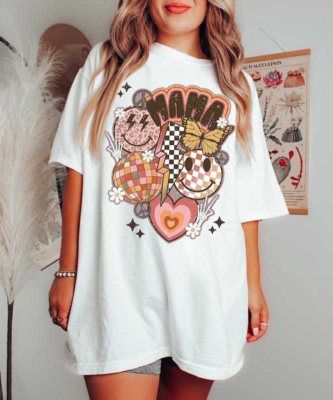 Retro Smiley Mama Shirt, Mom Shirt for mom for Mother's Day, Funny Mom Shirt, Mama T shirt, Mama Smiley Tee, Mama  T-shirt, sweater and Hoodie Cotton
