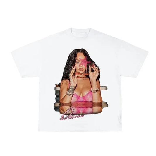 Rihanna Pink Star Vibrant Graphic T-Shirt