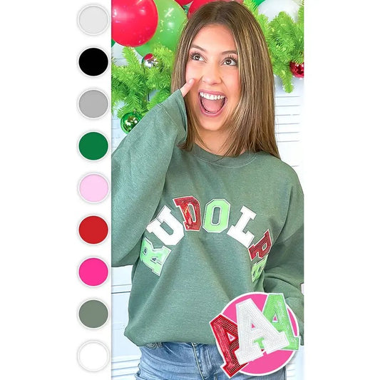 Rudolph Sequin Christmas Graphic Sweatshirt