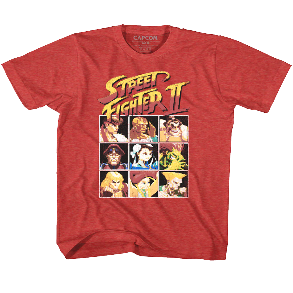 Street Fighter Toddler S/S T-Shirt - 8Bit - Heather Vintage Red