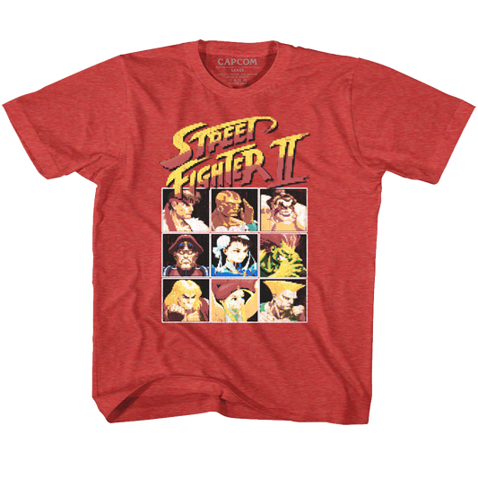 Street Fighter Toddler S/S T-Shirt - 8Bit - Heather Vintage Red