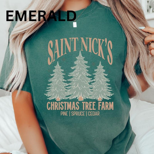 Saint Nicks Christmas Tree Farm Graphic tee, Christmas shirt, Comfort Colors, Christmas Gifts