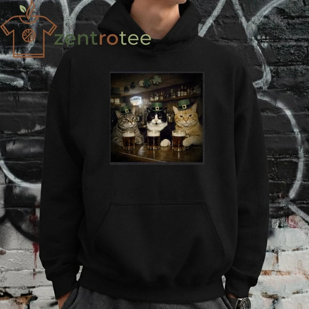 Saint Patrick Cats and beer in bar photo shirt