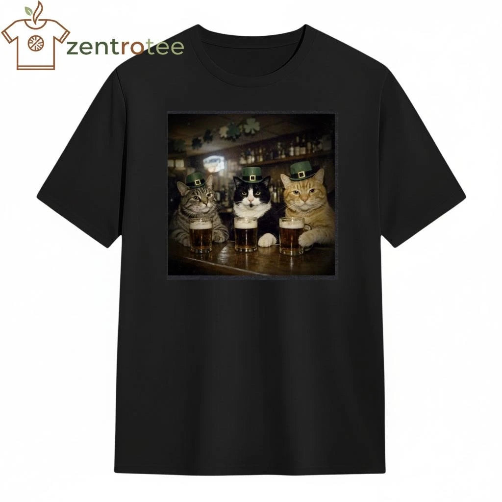 Saint Patrick Cats and beer in bar photo shirt