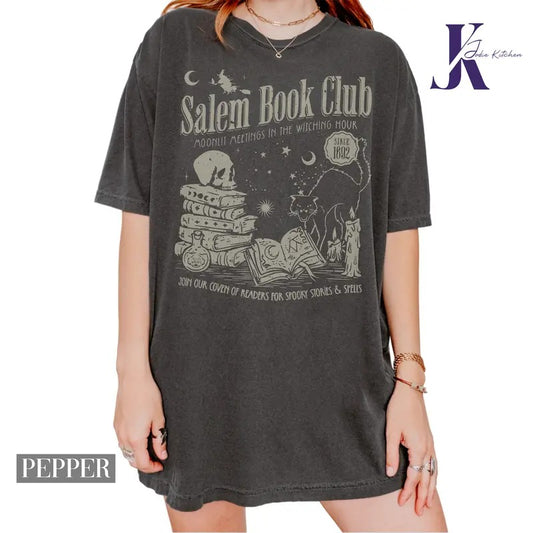 Salem Book Club Shirt, for Spooky Reader Funny Book Lover Halloween Tee, Salem Witches Spooky Season Shirt, for Bookworm Halloween Witchy Shirt, Bookish Halloween Shirt