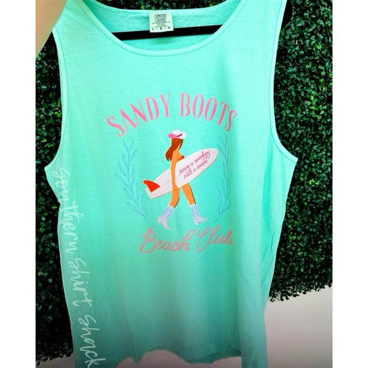 Sandy boots beach club tank top  | island reef comfort colors tank top