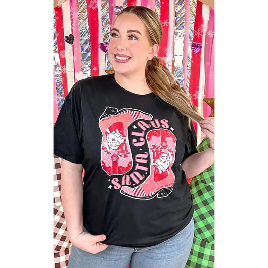 Santa Claus Boots Christmas Graphic T-Shirt