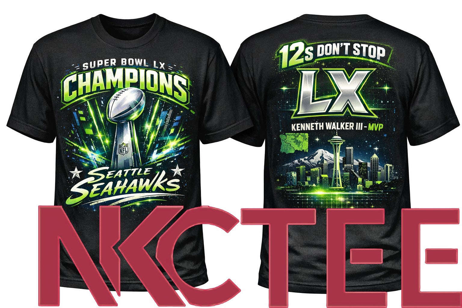 Seattle Seahawks Super Bowl LX Champions Black T-Shirt – 12s Don’t Stop Edition