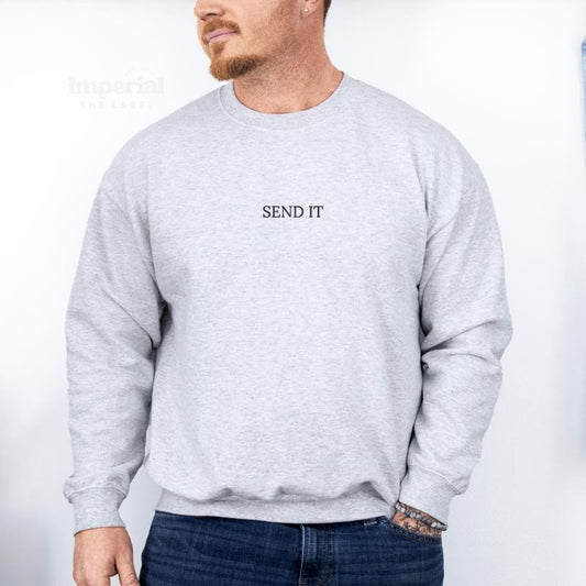 Send It Embroidered Sweatshirt, Unisex Meme Trading Sweatshirt, Trader Sweater, Comfy Trading Funny, Funny Day Trader Gift, Stock Trading Shirt, Comfort Colors Embroidered T-Shirt EMB