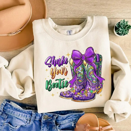 Shake Your Bootie Sweatshirt, Mardi Gras Boots Shirt, Mardi Gras Sweatshirt, Funny Mardi Gras Shirt, Louisiana Mardi Gras, Mardi Gras Beads Shirt, 2025 Mardi Gras Gift, Fat Tuesday Shirt