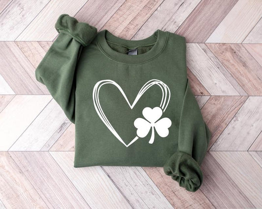 Shamrock Heart Sweatshirt, Shamrock Sweatshirt, St. Patrick's Day Sweater, St. Patrick's Day Sweatshirt, Shenanigans Sweatshirt, Clovers Lucky Shamrock Sweater, 2025 St. Patrick's Shirt